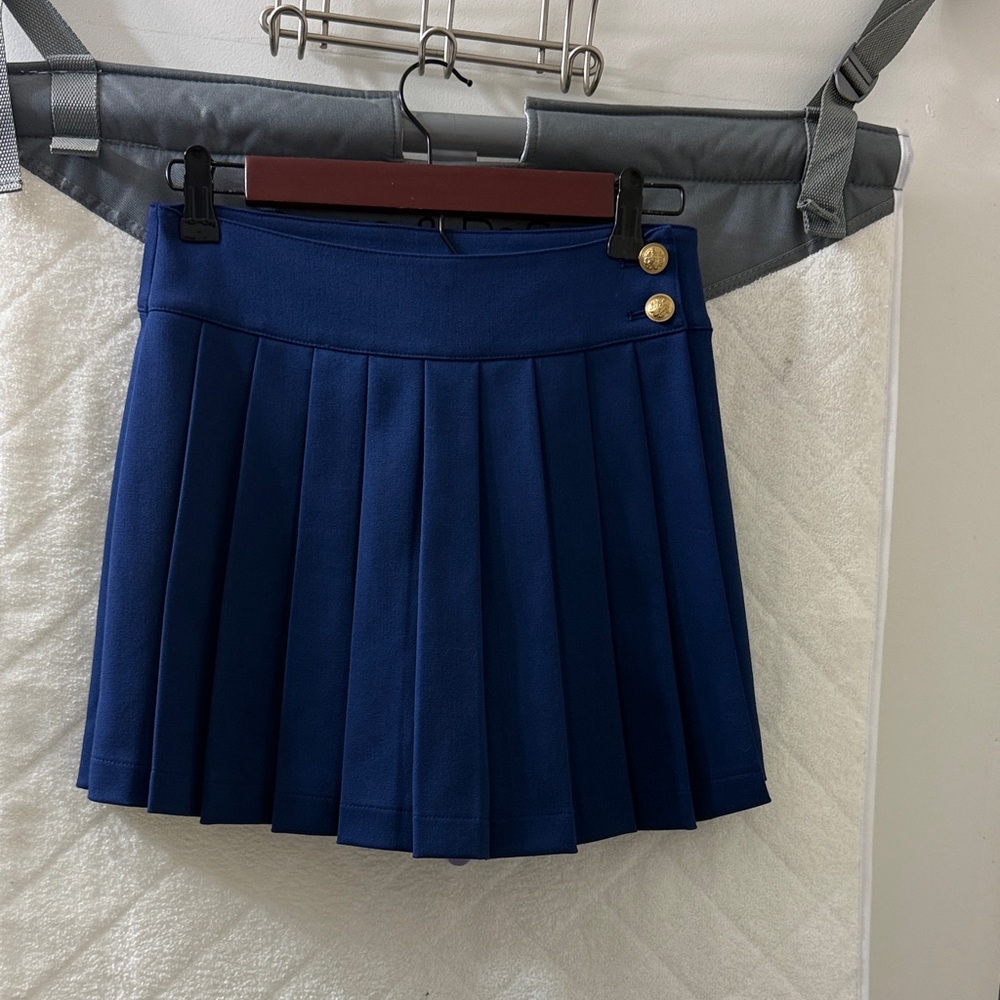 Alice + Olivia Royal Blue Mini Skirt with Gold Buttons